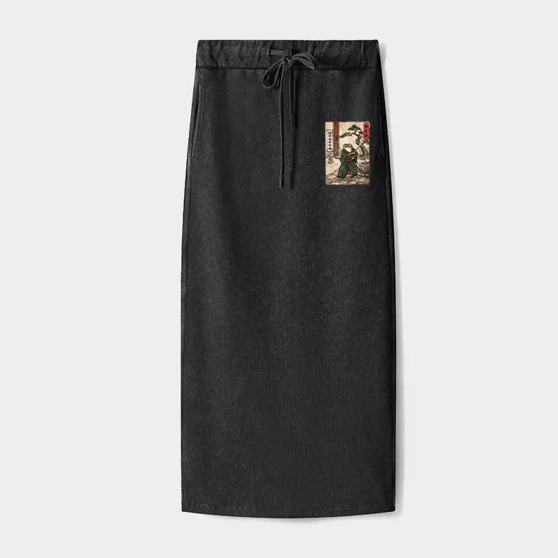 Tokyo-Tiger Samurai Frog Training Washed Terry Skirt