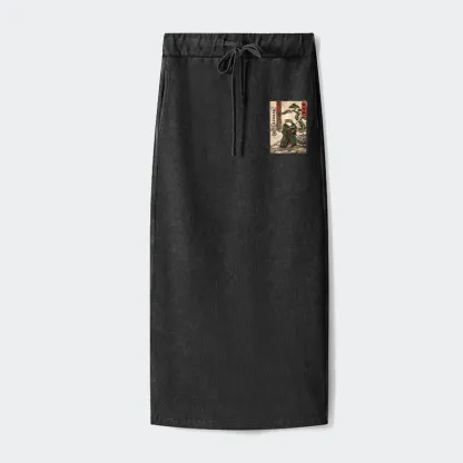 Tokyo-Tiger Samurai Frog Training Washed Terry Skirt