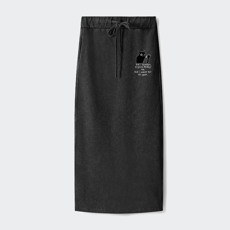 Tokyo-Tiger Black Cat Scratches People Washed Terry Skirt