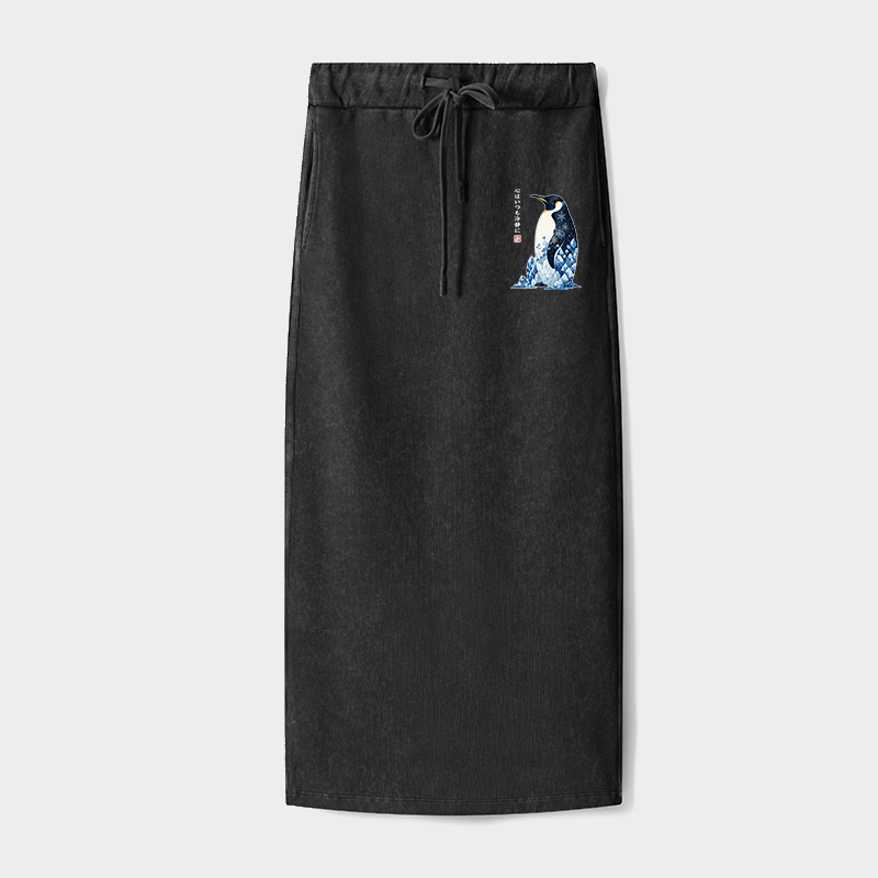 Tokyo-Tiger Keep Calm Penguin Washed Terry Skirt