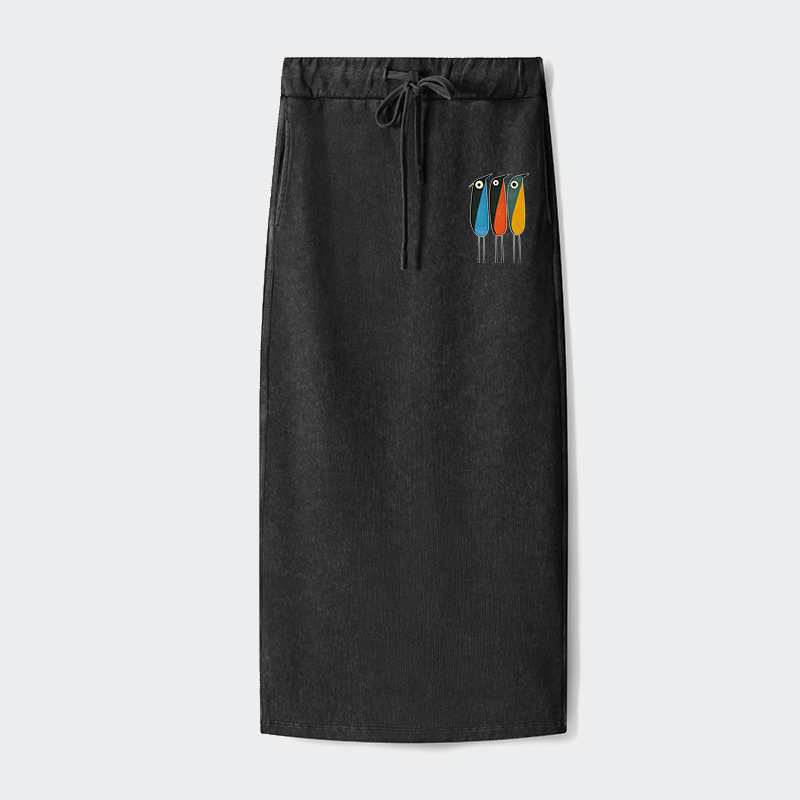 Tokyo-Tiger Bold Shape Birds Washed Terry Skirt