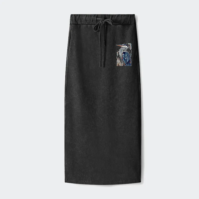 Tokyo-Tiger Stylish Blue Heron Washed Terry Skirt Sale
