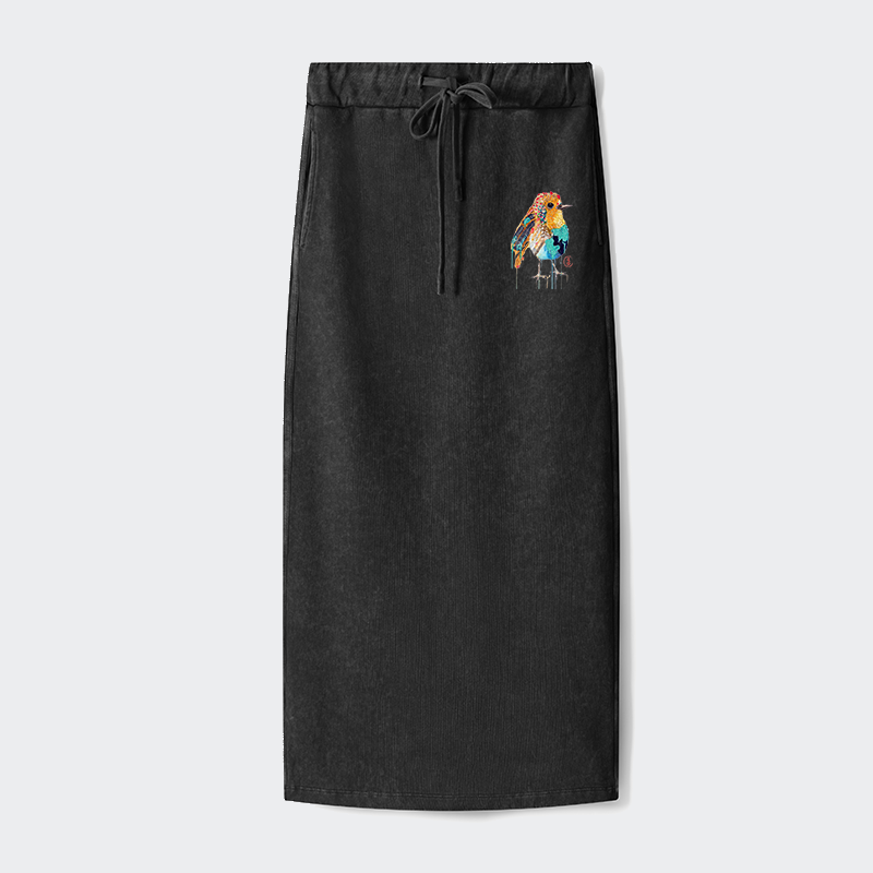 Tokyo-Tiger Sparkly Wild Bird Washed Terry Skirt