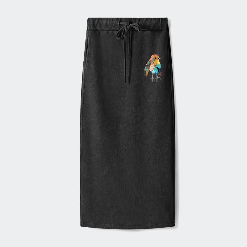 Tokyo-Tiger Sparkly Wild Bird Washed Terry Skirt