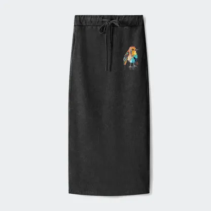 Tokyo-Tiger Sparkly Wild Bird Washed Terry Skirt