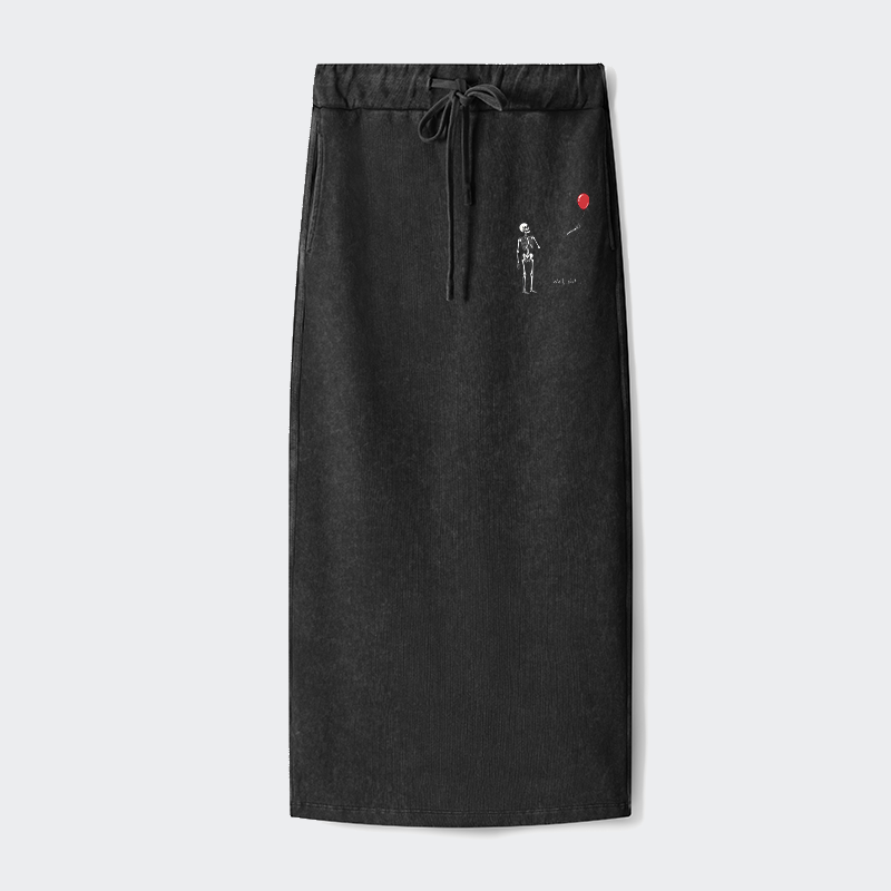 Tokyo-Tiger Skeleton Balloon Meme Washed Terry Skirt