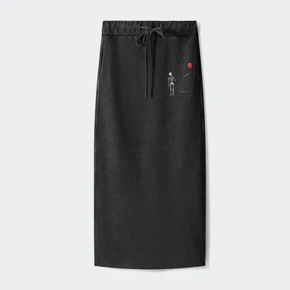 Tokyo-Tiger Skeleton Balloon Meme Washed Terry Skirt
