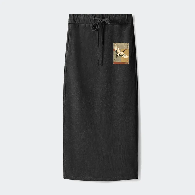 Tokyo-Tiger Crane Spirit Washed Terry Skirt