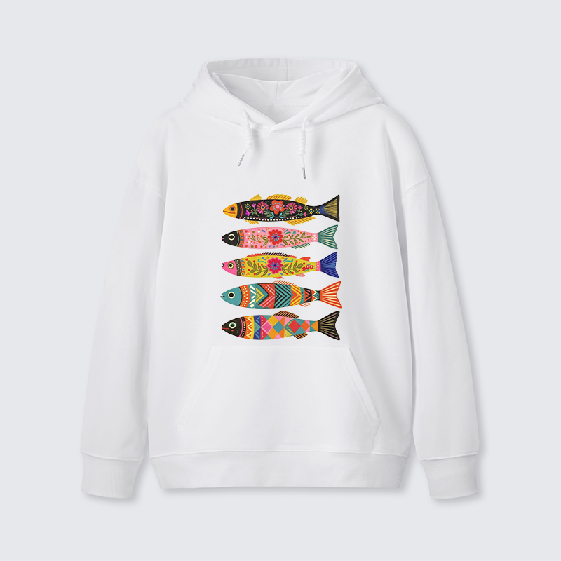 Tokyo-Tiger Colorful Patterned Fish Classic Hoodie