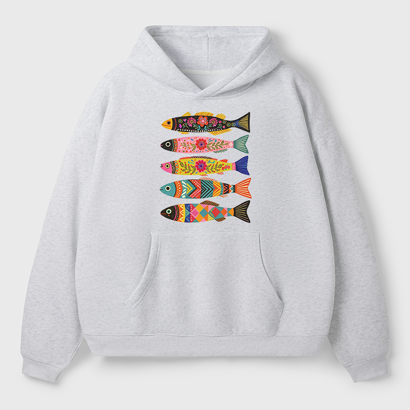 Tokyo-Tiger Colorful Patterned Fish Adult Fleece Hoodie