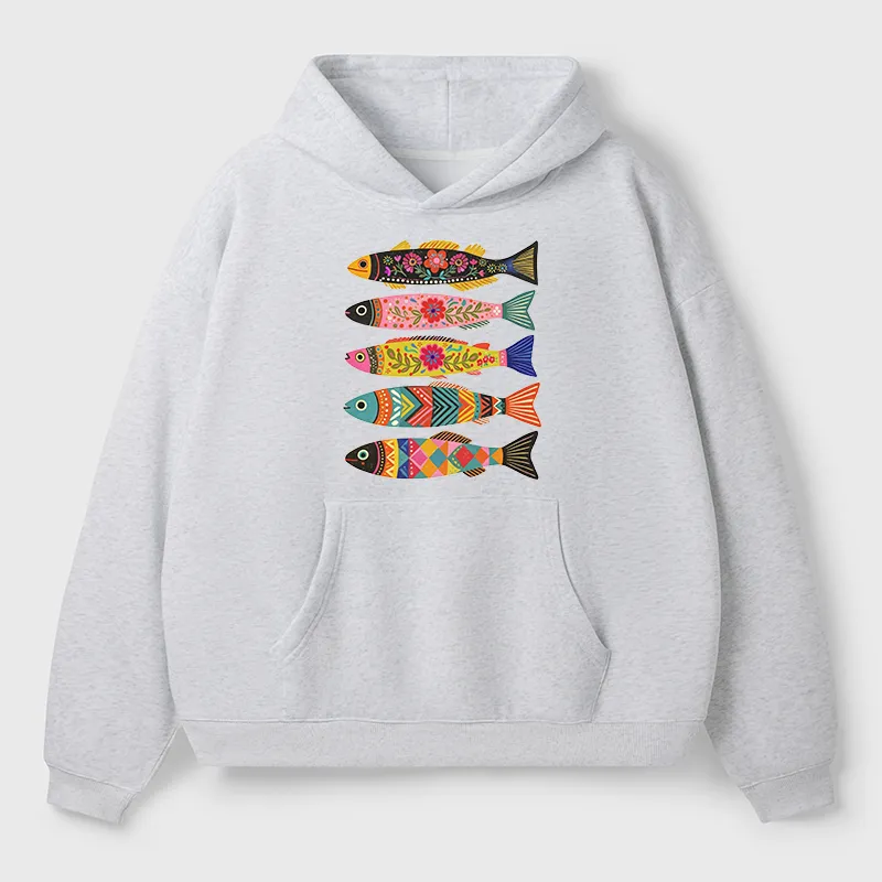 Tokyo-Tiger Colorful Patterned Fish Adult Fleece Hoodie