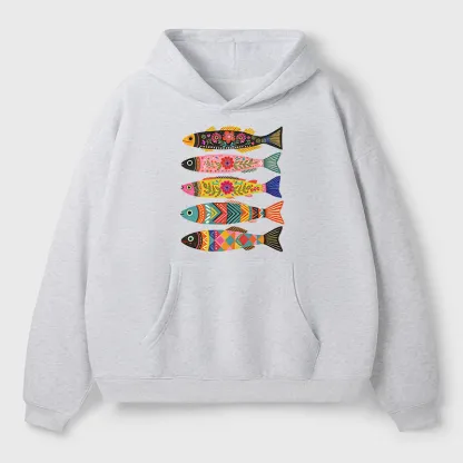 Tokyo-Tiger Colorful Patterned Fish Adult Fleece Hoodie