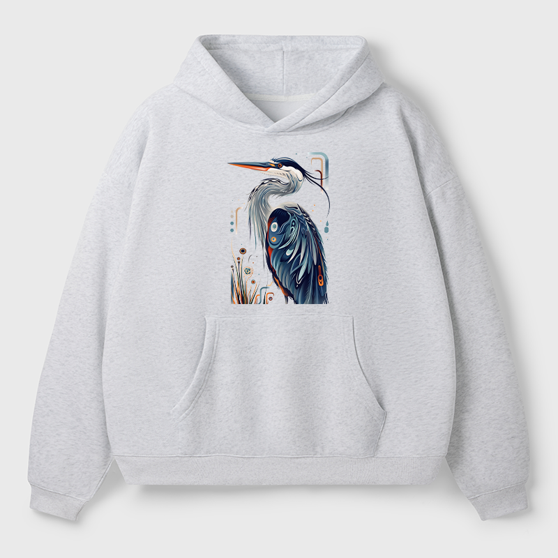 Tokyo-Tiger Stylish Blue Heron Adult Fleece Hoodie