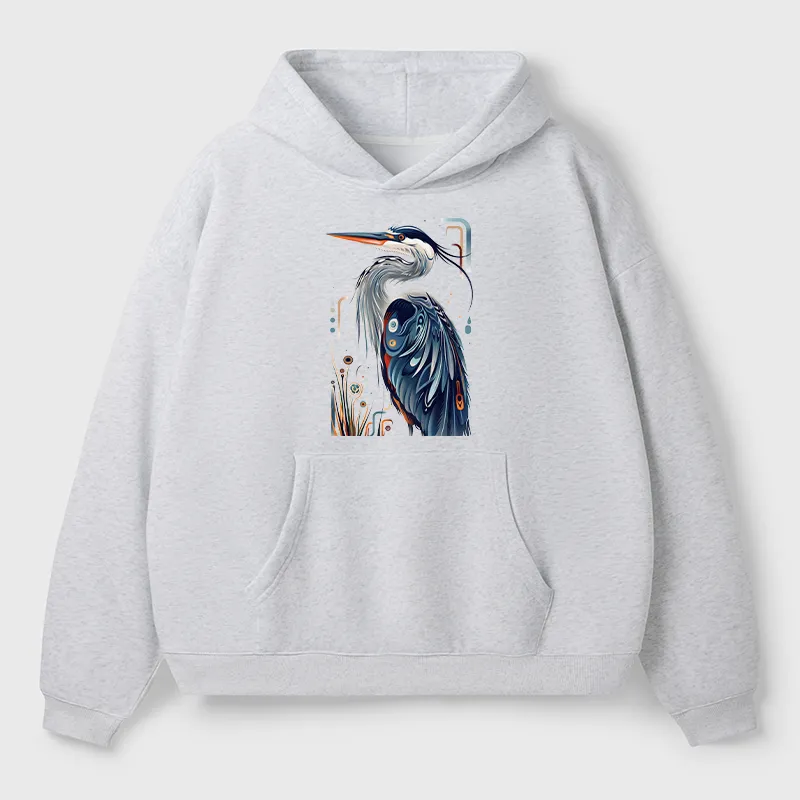 Tokyo-Tiger Stylish Blue Heron Adult Fleece Hoodie