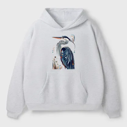 Tokyo-Tiger Stylish Blue Heron Adult Fleece Hoodie