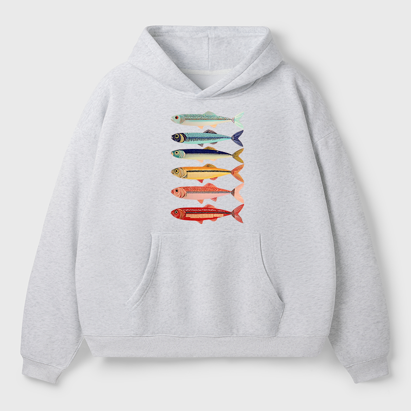Tokyo-Tiger Colorful Fish Stack Adult Fleece Hoodie