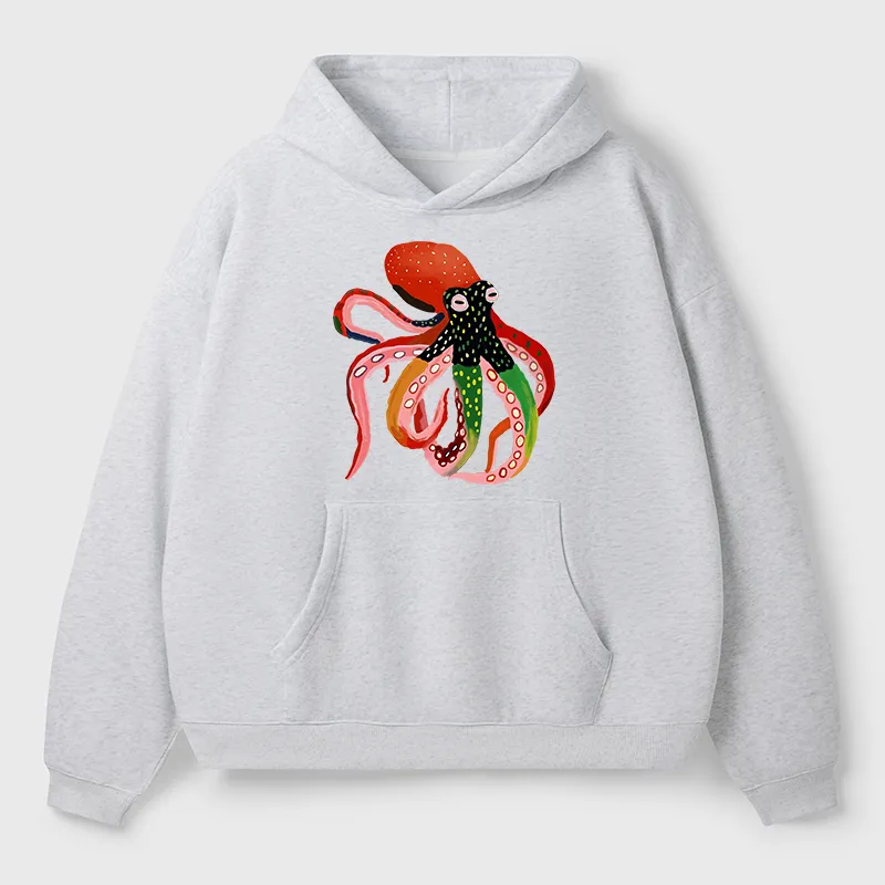 Tokyo-Tiger Colorful Octopus Art Adult Fleece Hoodie