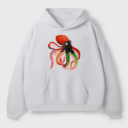 Tokyo-Tiger Colorful Octopus Art Adult Fleece Hoodie