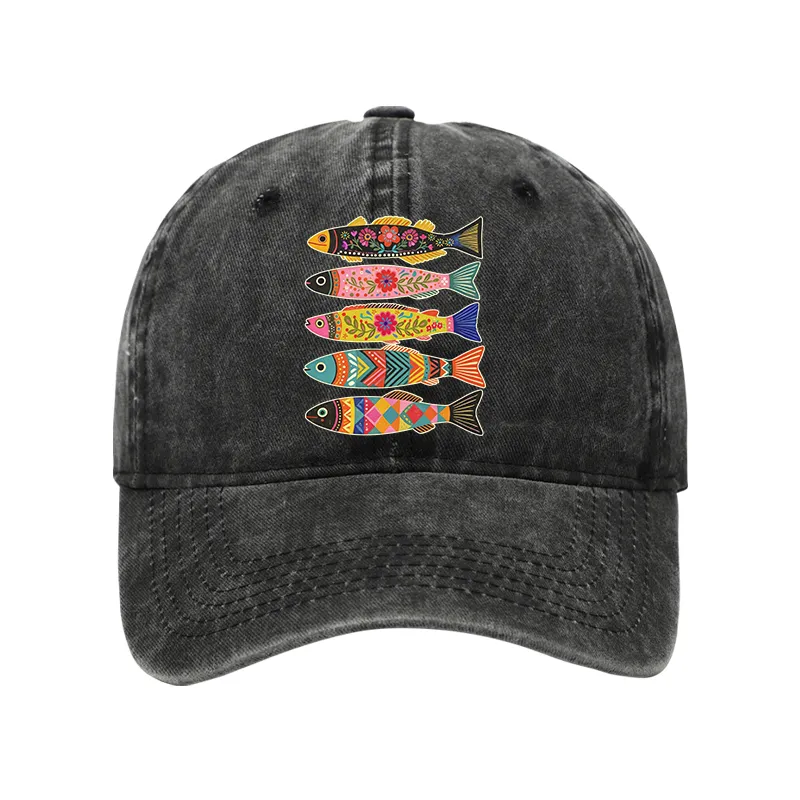 Tokyo-Tiger Colorful Patterned Fish Washed Cap