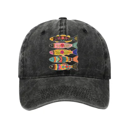 Tokyo-Tiger Colorful Patterned Fish Washed Cap