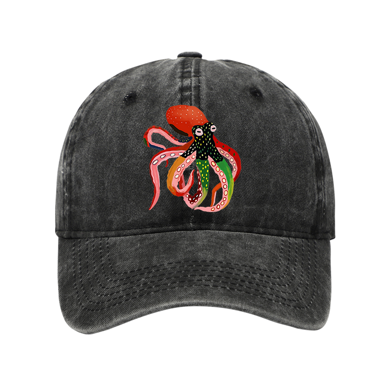 Tokyo-Tiger Colorful Octopus Art Washed Cap