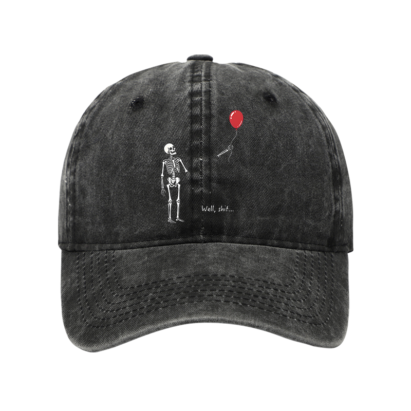 Tokyo-Tiger Skeleton Balloon Meme Washed Cap