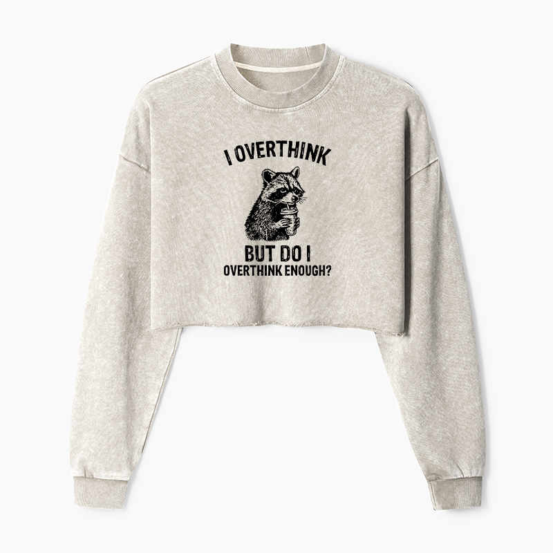 Tokyo-Tiger Constant Overthinking Washed Crop Sweatshirt