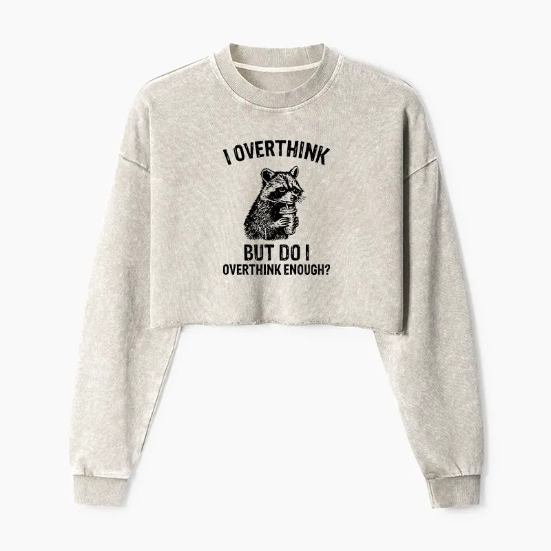 Tokyo-Tiger Constant Overthinking Washed Crop Sweatshirt