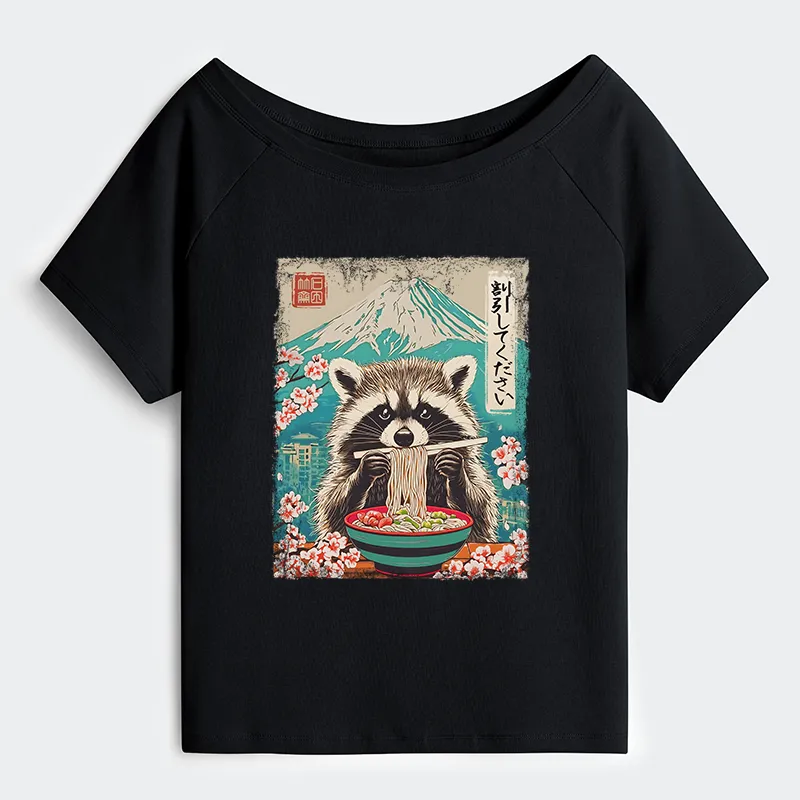 Tokyo-Tiger Please Give Raccoon A Discount Off Shoulder T-Shirt Sale