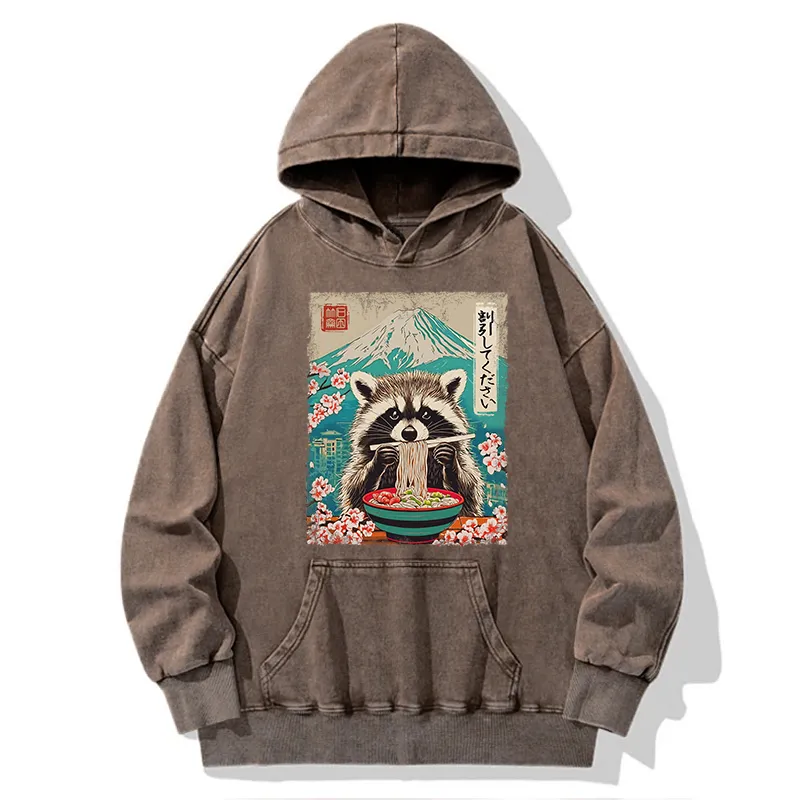Tokyo-Tiger Please Give Raccoon A Discount Washed Hoodie