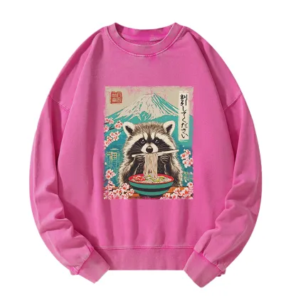 Tokyo-Tiger Please Give Raccoon A Discount Washed Sweatshirt
