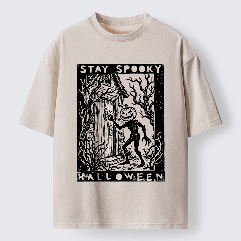 Tokyo‑Tiger Pumpkin Ghost Washed T‑Shirt