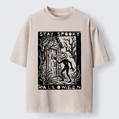 Tokyo‑Tiger Pumpkin Ghost Washed T‑Shirt
