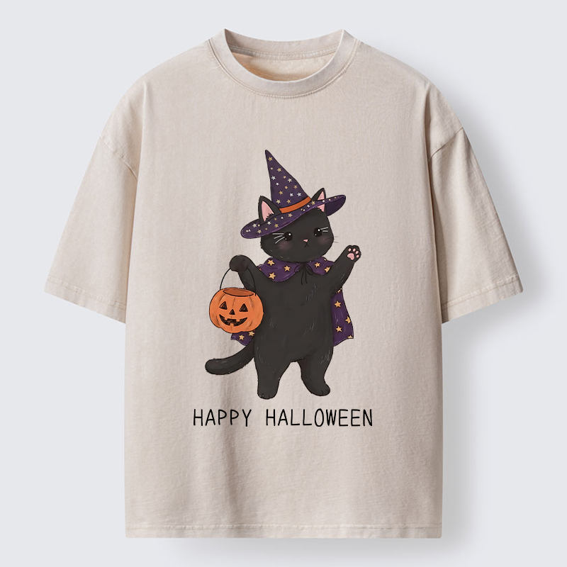 Tokyo‑Tiger Magic Cat Halloween Art Washed T‑Shirt