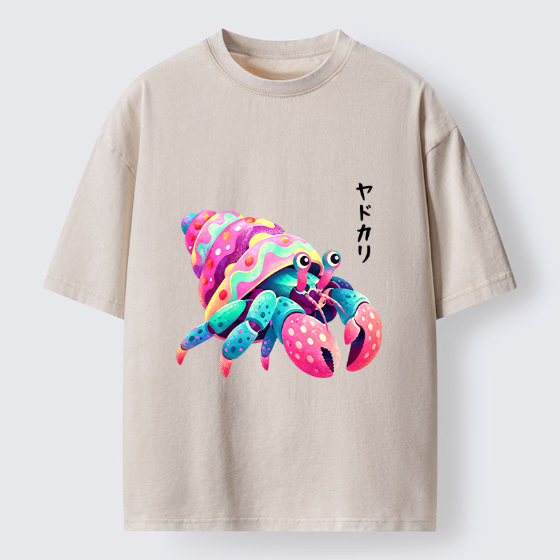 Tokyo‑Tiger Colorful Hermit Crab Washed T‑Shirt