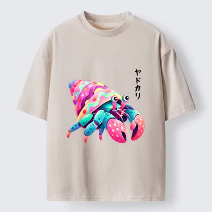 Tokyo‑Tiger Colorful Hermit Crab Washed T‑Shirt
