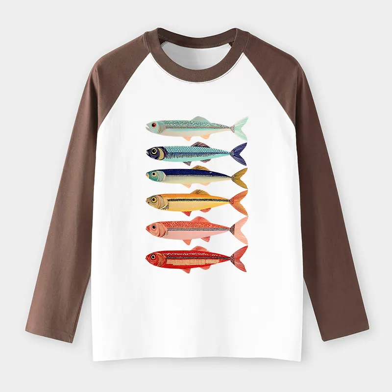 Tokyo-Tiger Colorful Fish Stack Long Sleeve T-shirt