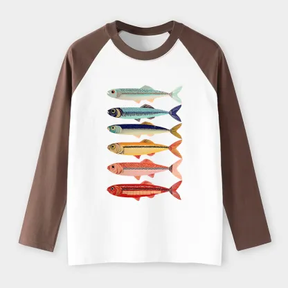 Tokyo-Tiger Colorful Fish Stack Long Sleeve T-shirt