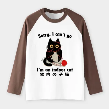 Tokyo-Tiger Indoor Cat Meme Raglan Long Sleeve T-shirt