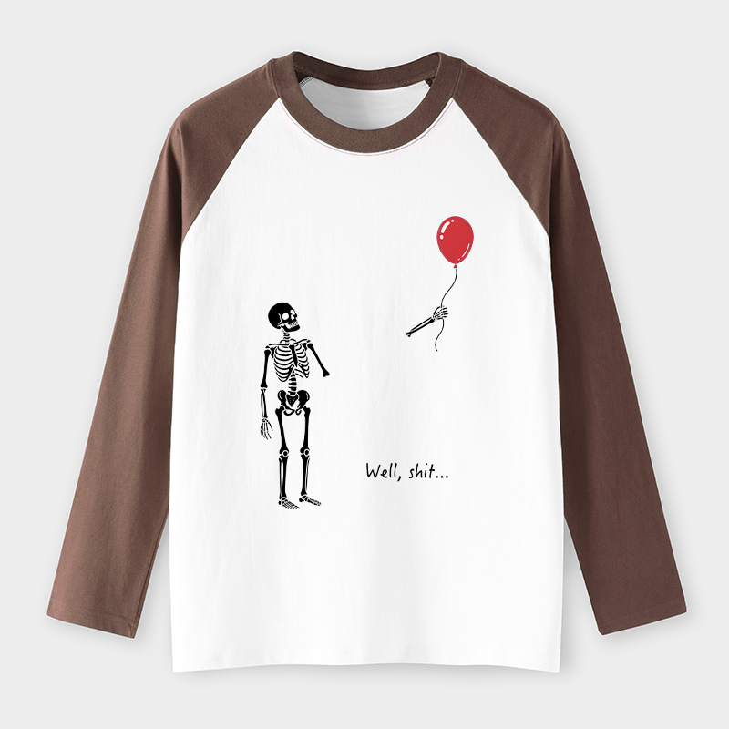 Tokyo-Tiger Skeleton Balloon Meme Raglan Long Sleeve T-shirt
