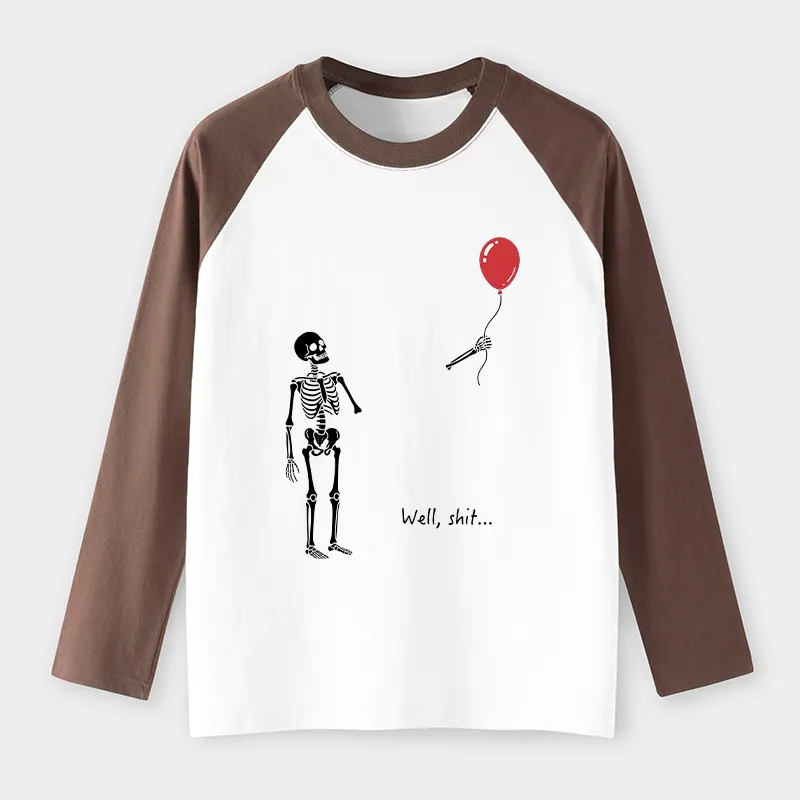 Tokyo-Tiger Skeleton Balloon Meme Raglan Long Sleeve T-shirt