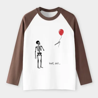 Tokyo-Tiger Skeleton Balloon Meme Raglan Long Sleeve T-shirt