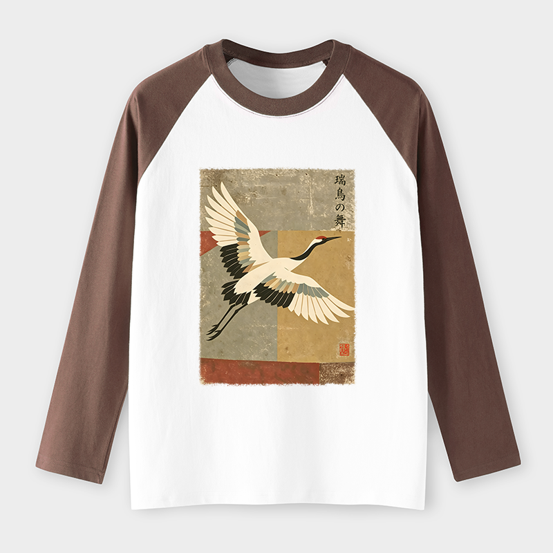 Tokyo-Tiger Crane Spirit Raglan Long Sleeve T-shirt