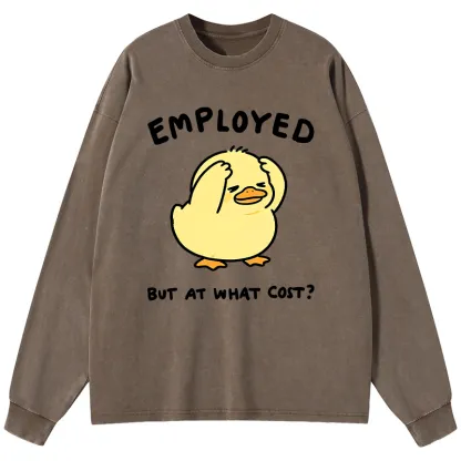 Tokyo-Tiger Funny Work Duck Washed Long Sleeve T-Shirt