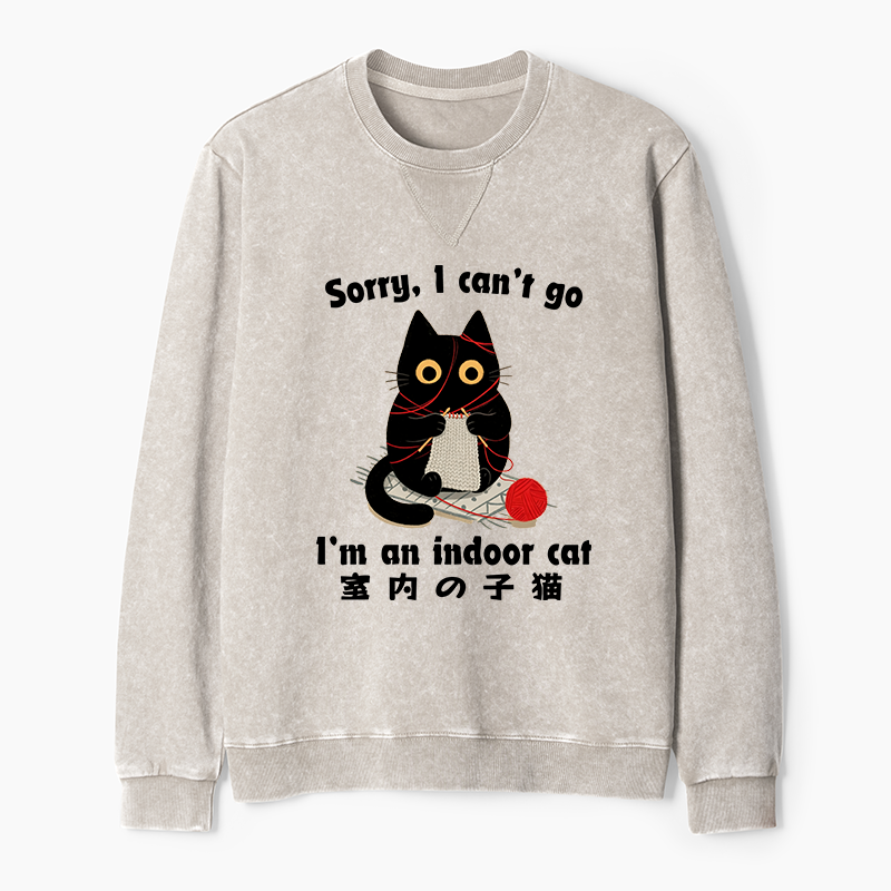 Tokyo-Tiger Indoor Cat Meme Washed Terry Sweatshirt