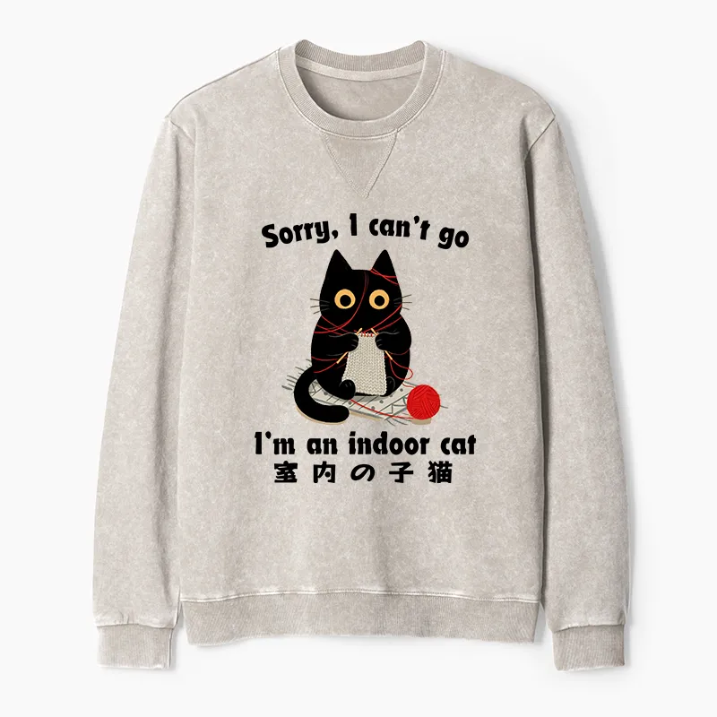 Tokyo-Tiger Indoor Cat Meme Washed Terry Sweatshirt