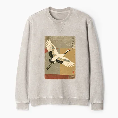 Tokyo-Tiger Crane Spirit Washed Terry Sweatshirt
