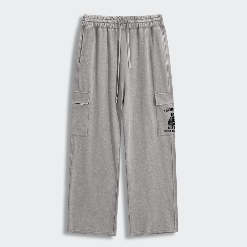 Tokyo-Tiger Constant Overthinking Washed Utility Sweatpants