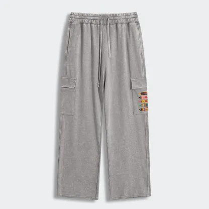 Tokyo-Tiger Colorful Patterned Fish Washed Utility Sweatpants