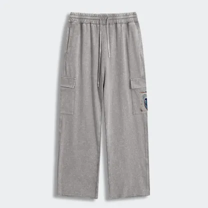 Tokyo-Tiger Stylish Blue Heron Washed Utility Sweatpants